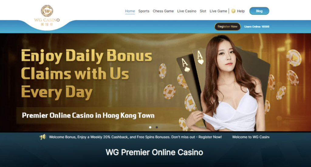 Images of WG Casino website