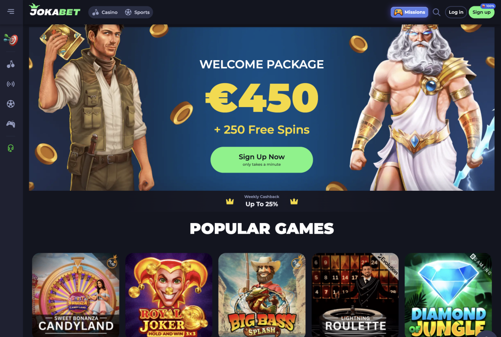 image of jokabet casino website