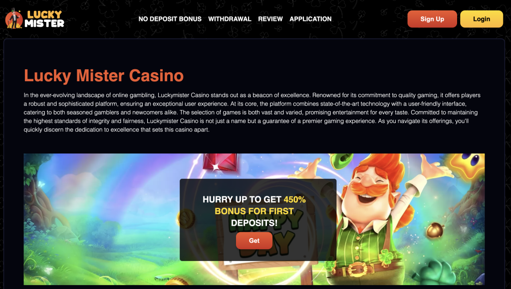 image of lucky mister casino website